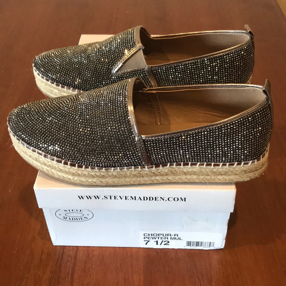 Steve Madden Espadrille Chopur-R Pewter Size 7.5